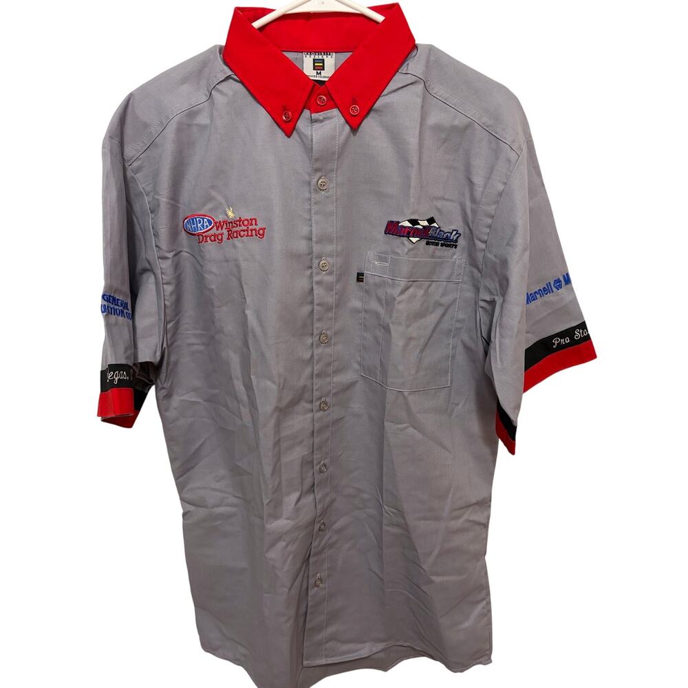 Marnell & Black NHRA Winston drag racing button up crew shirt- NWOT- Medium